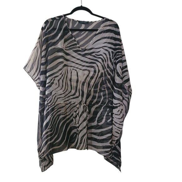 Preloved Women's Plus Zebra V-neck Tunic/Swim, Lauren Ralph Lauren - Picture 1 of 3